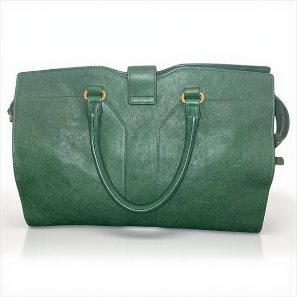 YSL Cabas Chyc Large Tote Green Leather Yves Saint Laurent Y Clasp Bag - Picture 11 of 15